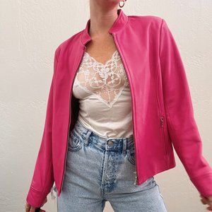 Vintage Pink 100% Leather Jacket